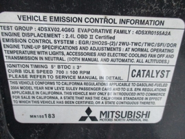 2004 MITSUBISHI GALANT ES BLACK 2.4L AT 153733
